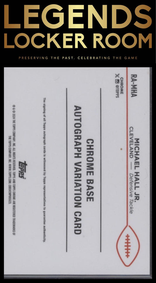 2024 Topps Chrome Michael Hall Jr. Rookie Autographs Green Refractor /99