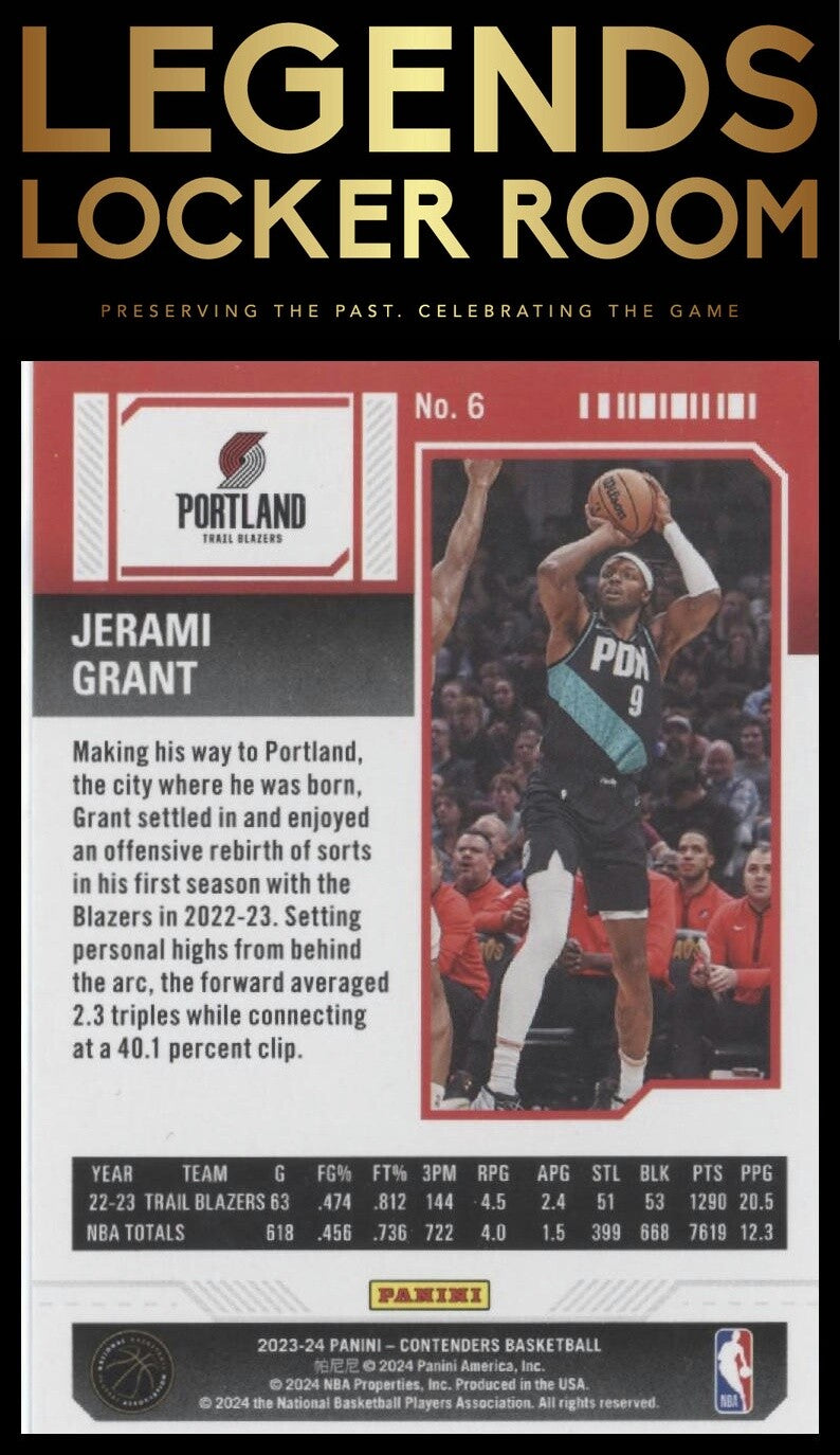 2023-24 Panini Contenders #6 Jerami Grant Season Ticket Retail