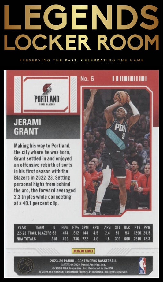2023-24 Panini Contenders #6 Jerami Grant Season Ticket Retail