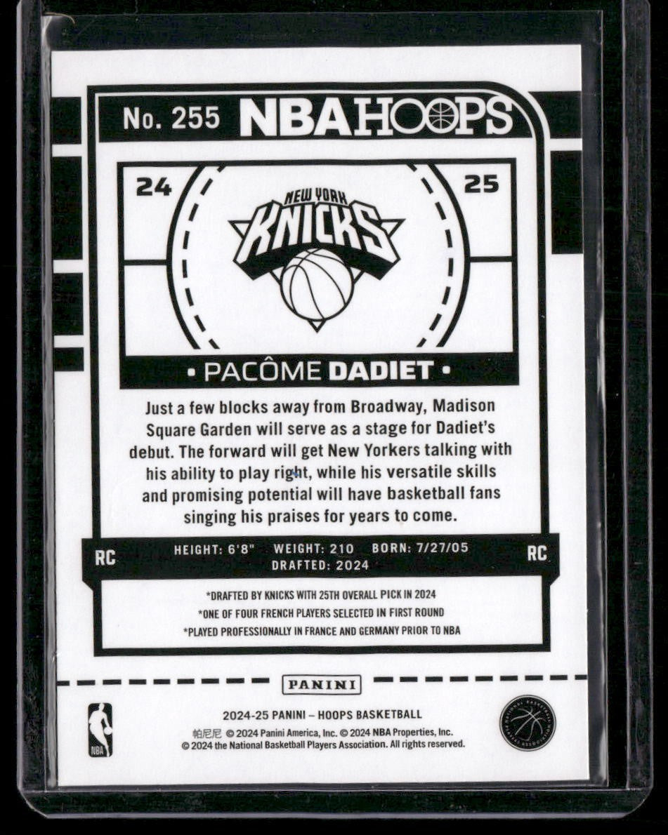 2024-25 Hoops #255 Pacome Dadiet