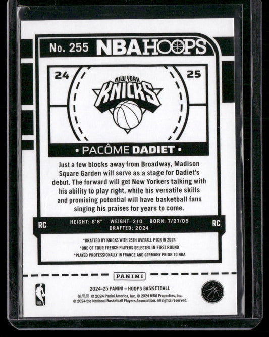 2024-25 Hoops #255 Pacome Dadiet