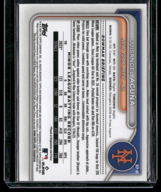 2024 Bowman Sapphire Edition #BCP-40 Luisangel Acuña