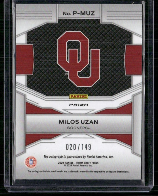 2024 Panini Prizm Draft Picks #P-MUZ Milos Uzan Penmanship Prizms Blue #/149