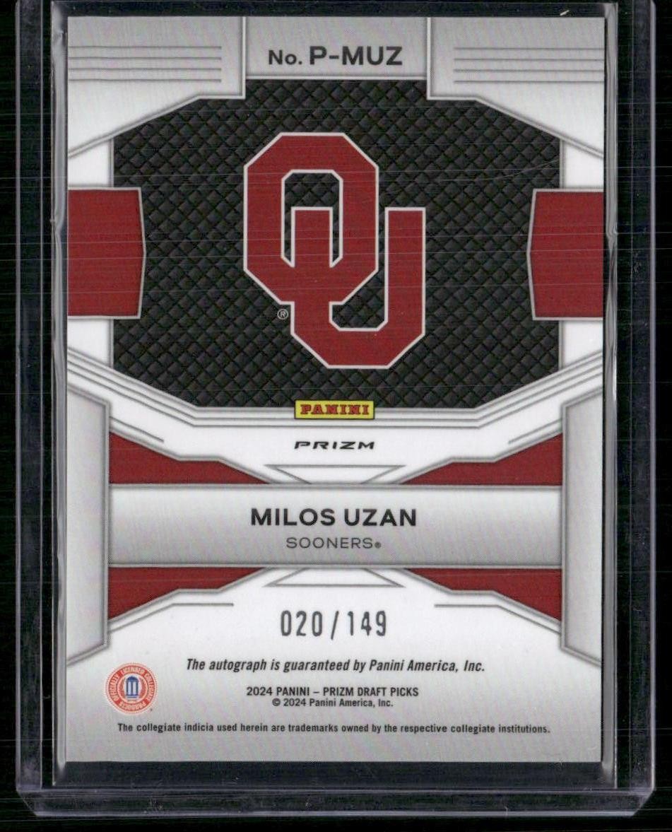 2024 Panini Prizm Draft Picks #P-MUZ Milos Uzan Penmanship Prizms Blue #/149