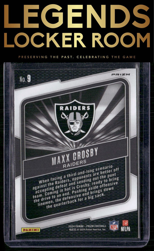 2024 Panini Prizm #9 Maxx Crosby Hype Silver Prizm