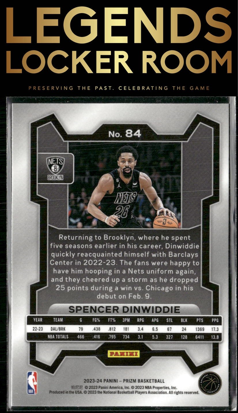 2023-24 Panini Prizm #84 Spencer Dinwiddie