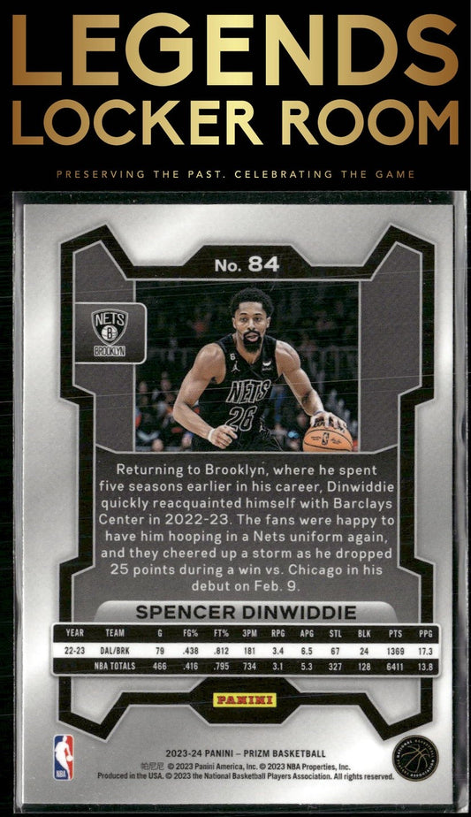 2023-24 Panini Prizm #84 Spencer Dinwiddie