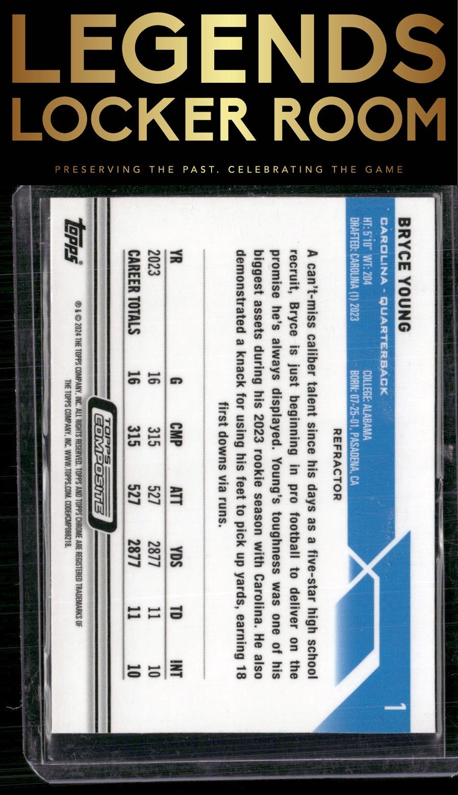 2023 Topps Composite #1 Bryce Young Topps Chrome Refractor