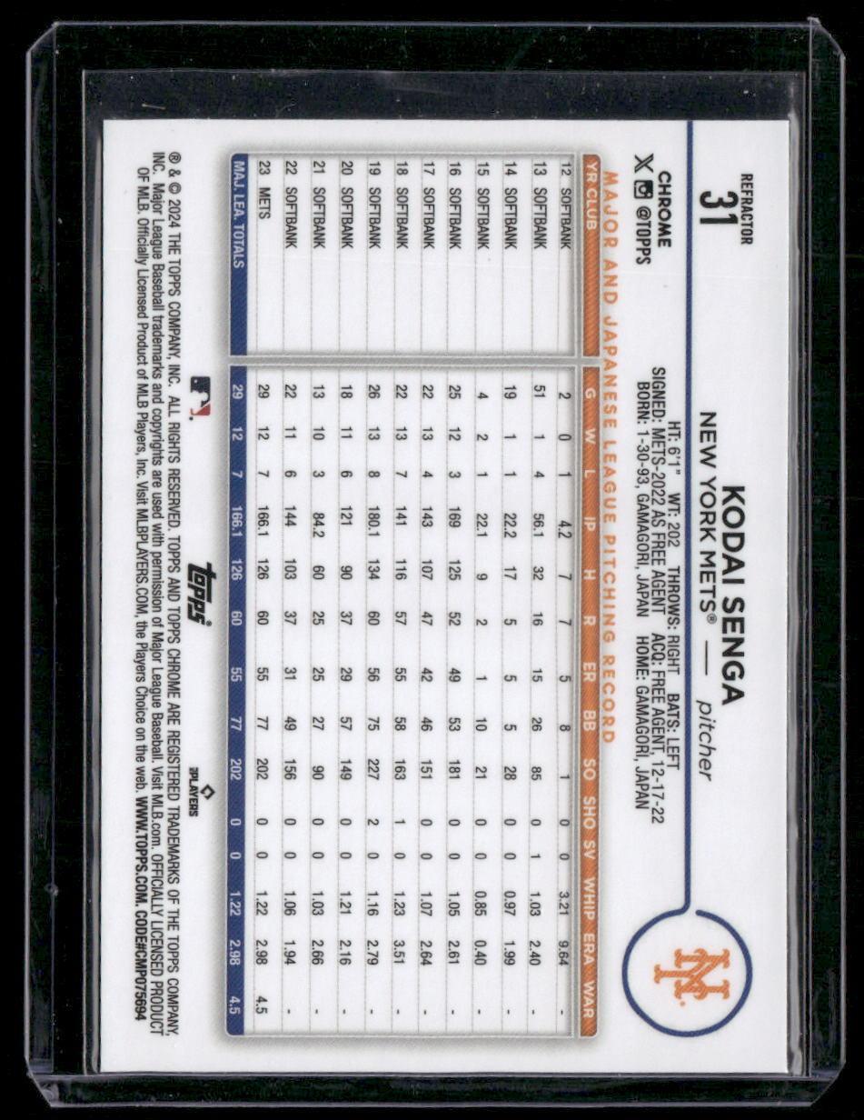 2024 Topps Chrome #31 Kodai Senga Refractors