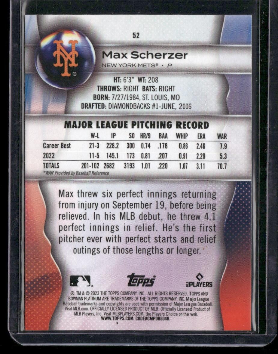 2023 Bowman Platinum #52 Max Scherzer