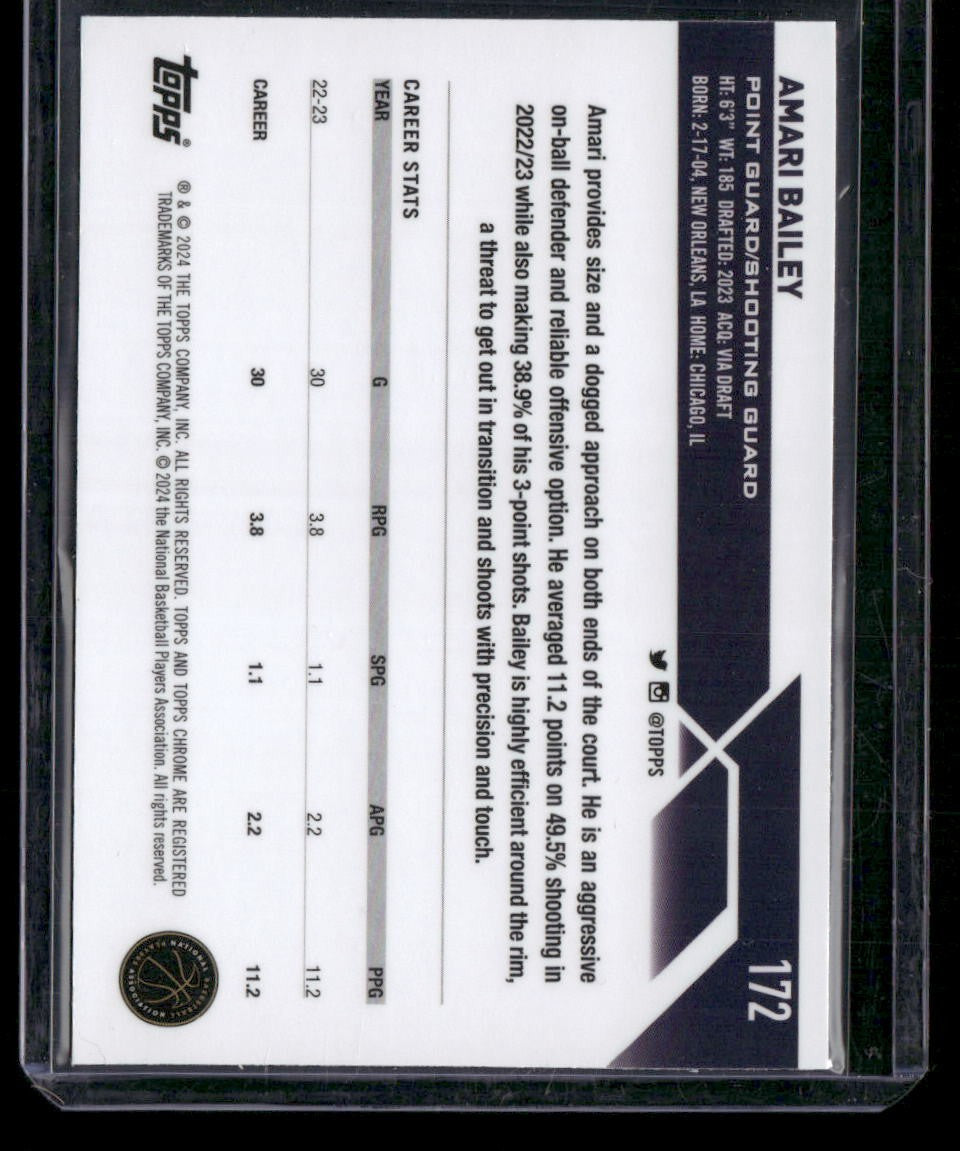2023-24 Topps Chrome Sapphire #172 Amari Bailey
