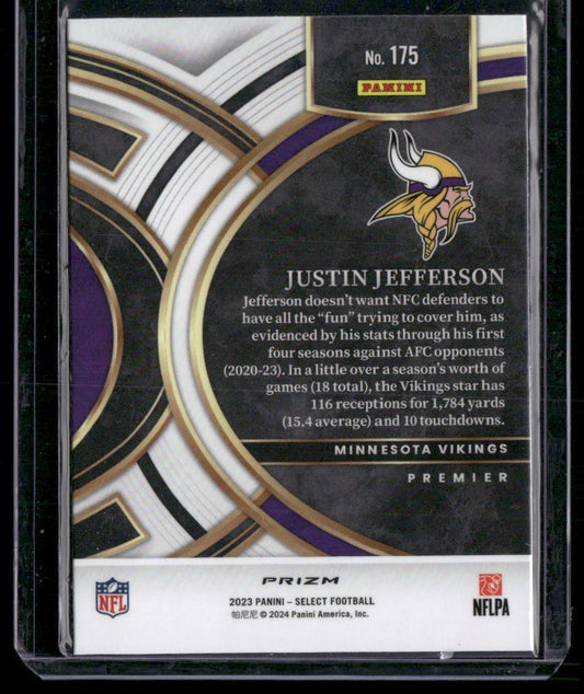 2023 Panini Select #175 Justin Jefferson Silver Prizms