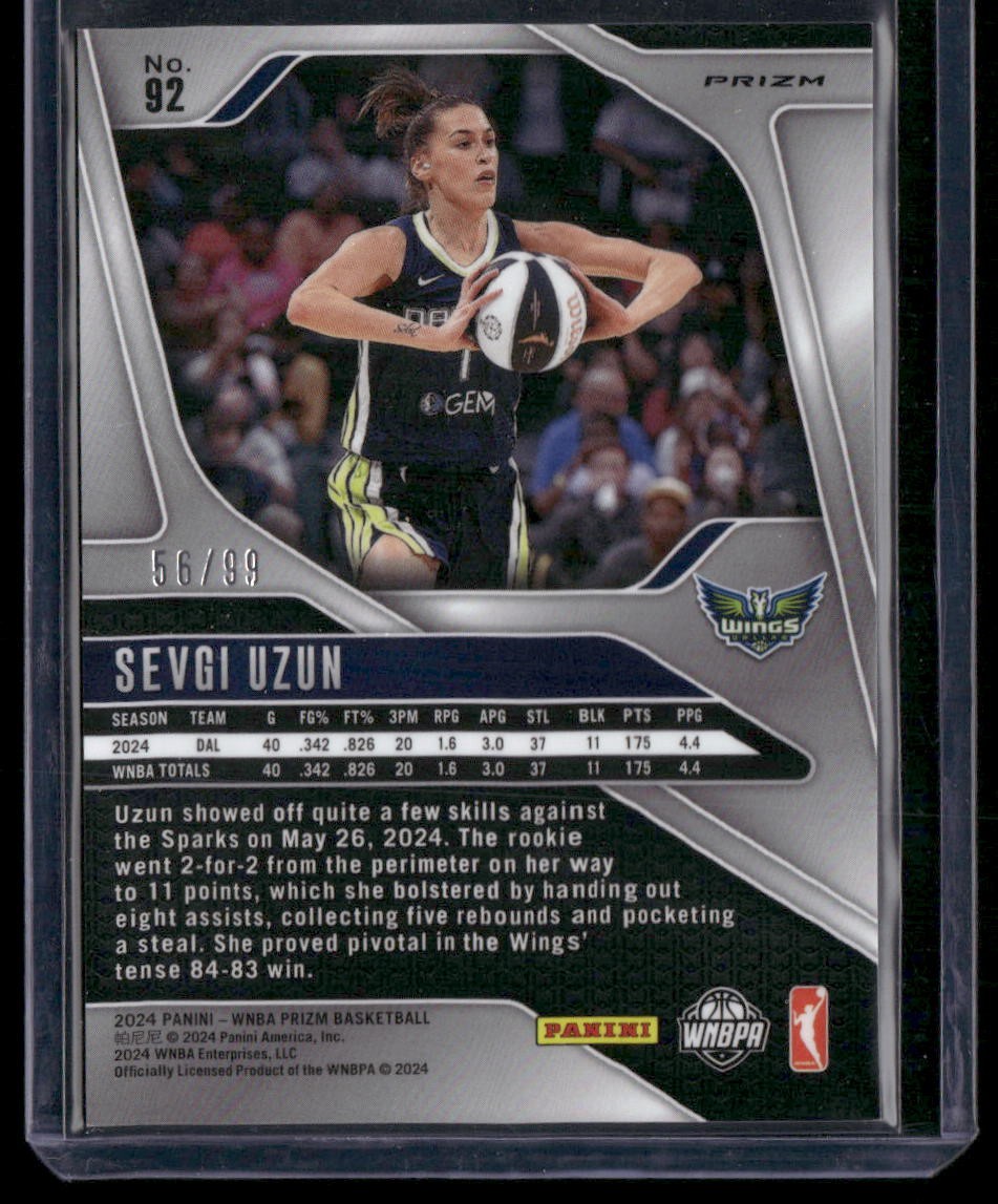 2024 Panini Prizm WNBA #92 Sevgi Uzun Orange Prizms #/99