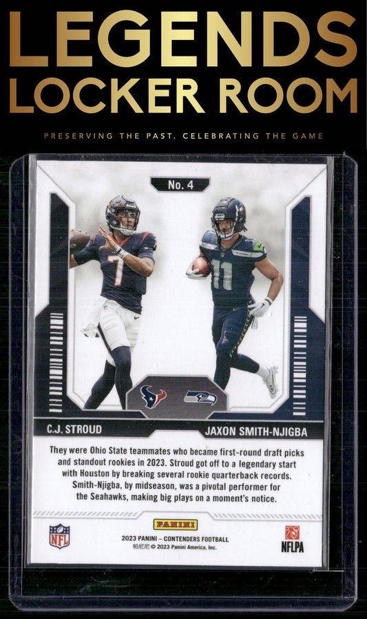 2023 Panini Contenders #4 C.J. Stroud / Jaxon Smith-Njigba Round Numbers