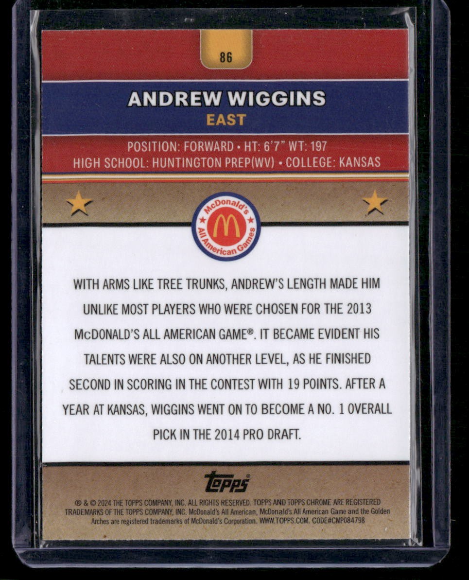 2024 Topps Chrome McDonald's All-American #86 Andrew Wiggins