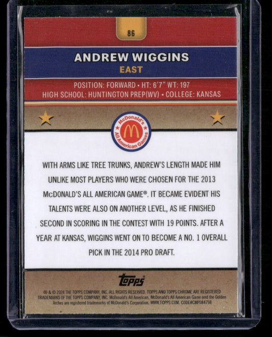 2024 Topps Chrome McDonald's All-American #86 Andrew Wiggins