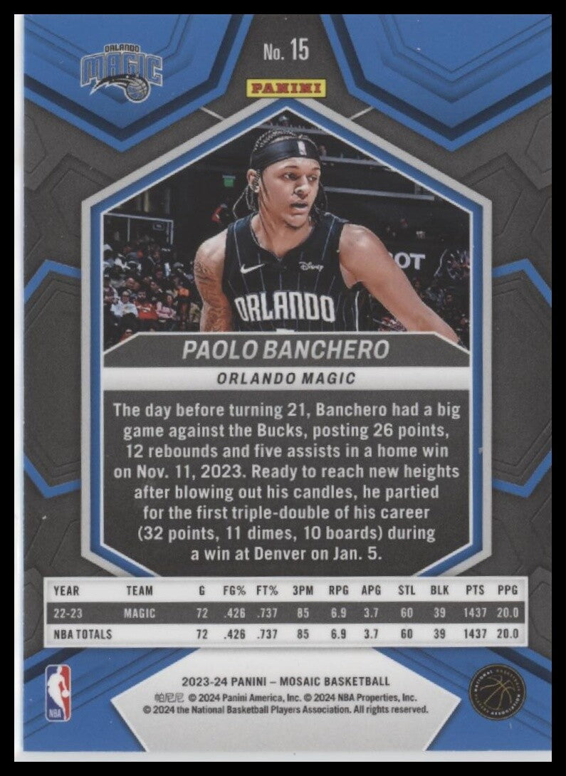 2023-24 Panini Mosaic #15 Paolo Banchero