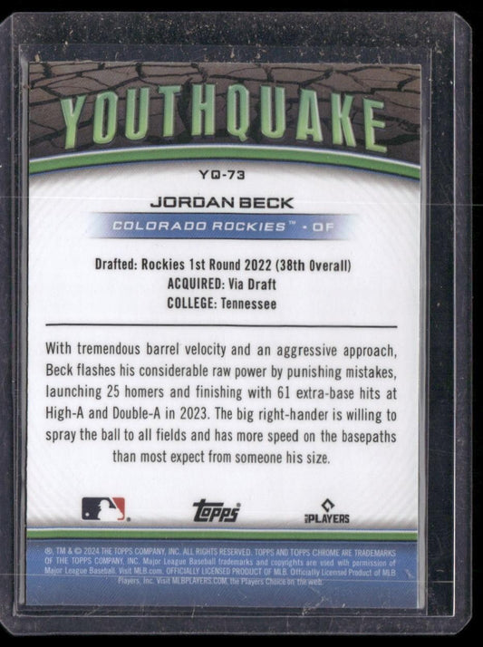 2024 Topps Chrome Update #YQ-73 Jordan Beck Youthquake