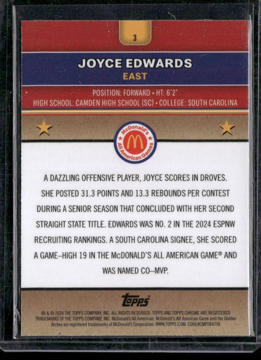 2024 Topps Chrome McDonald's All-American Joyce Edwards McFlurry Refractor