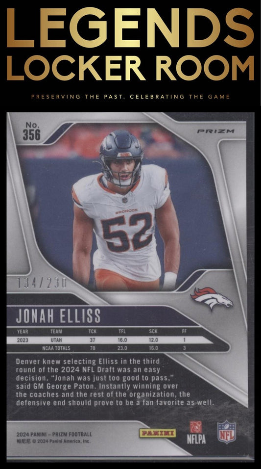 2024 Panini Prizm #356 Jonah Elliss Blue Wave #/230