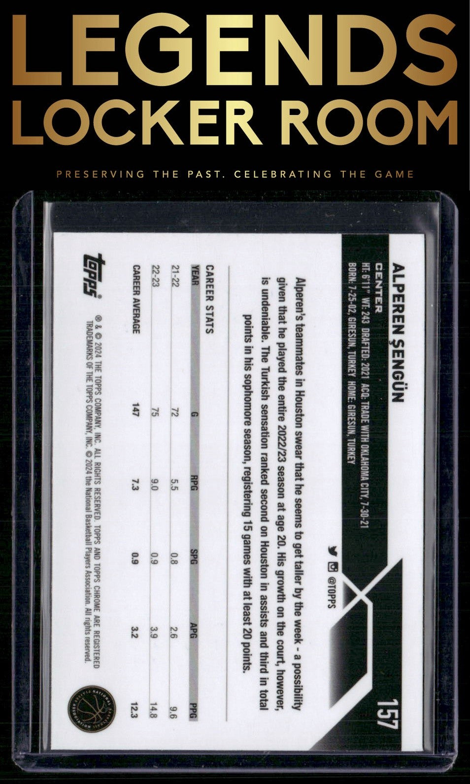 2023-24 Topps Chrome Sapphire #157 Alperen Şengün