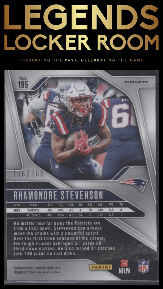 2024 Panini Prizm #195 Rhamondre Stevenson Hyper #/180