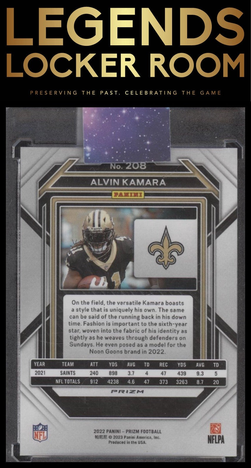 2022 Panini Prizm #208 Alvin Kamara White Sparkle