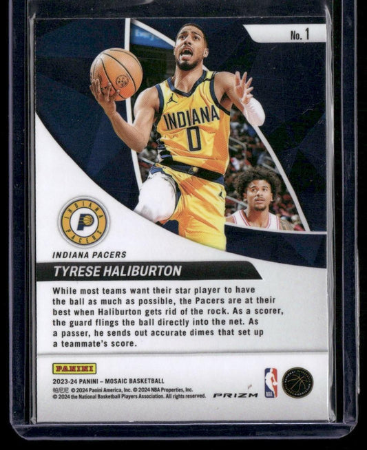 2023-24 Panini Mosaic #1 Tyrese Haliburton Elevate Mosaic Green