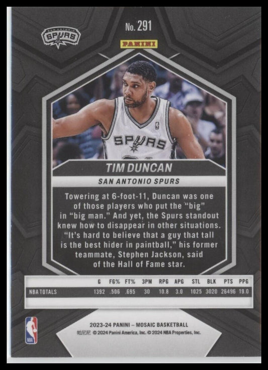 2023-24 Panini Mosaic #291 Tim Duncan