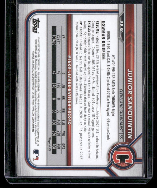 2022 Bowman 1st Edition #BP-80 Junior Sanquintin