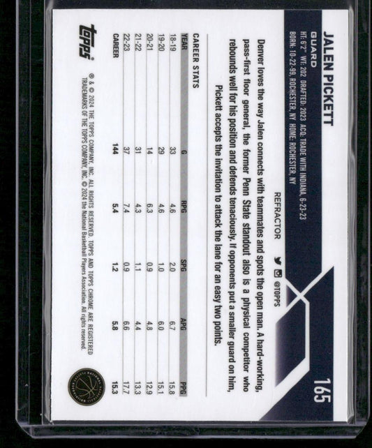 2023-24 Topps Chrome #165 Jalen Pickett Refractors