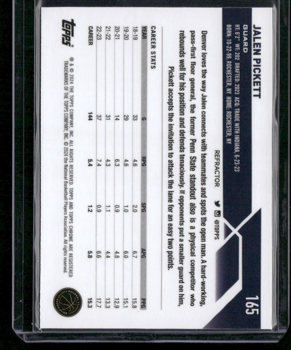 2023-24 Topps Chrome #165 Jalen Pickett Refractors