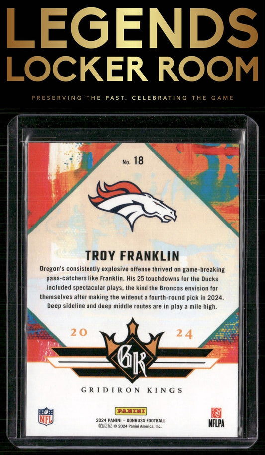 2024 Donruss #18 Troy Franklin Rookie Gridiron Kings