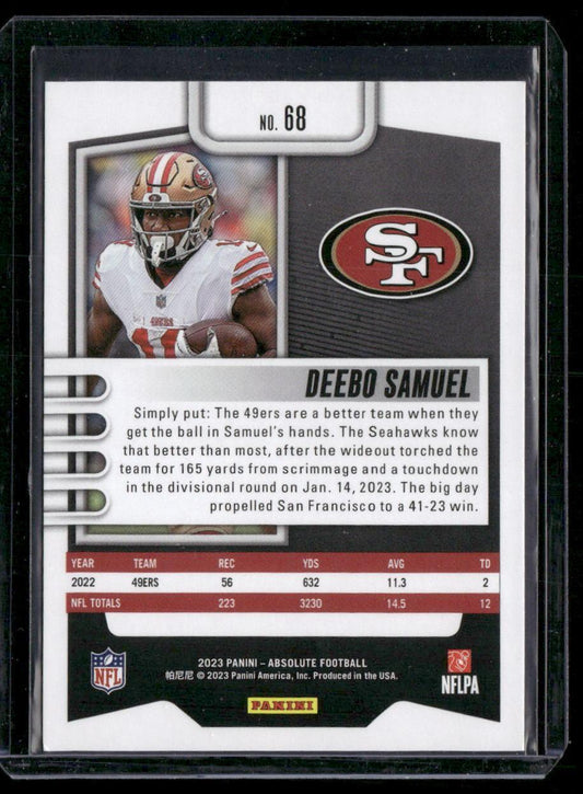 2023 Panini Absolute #68 Deebo Samuel Red