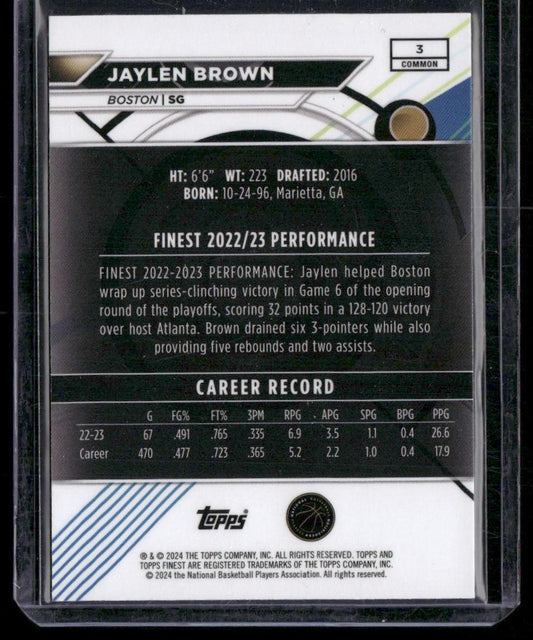 2023-24 Finest #3 Jaylen Brown Gold Geometric Refractors #/50
