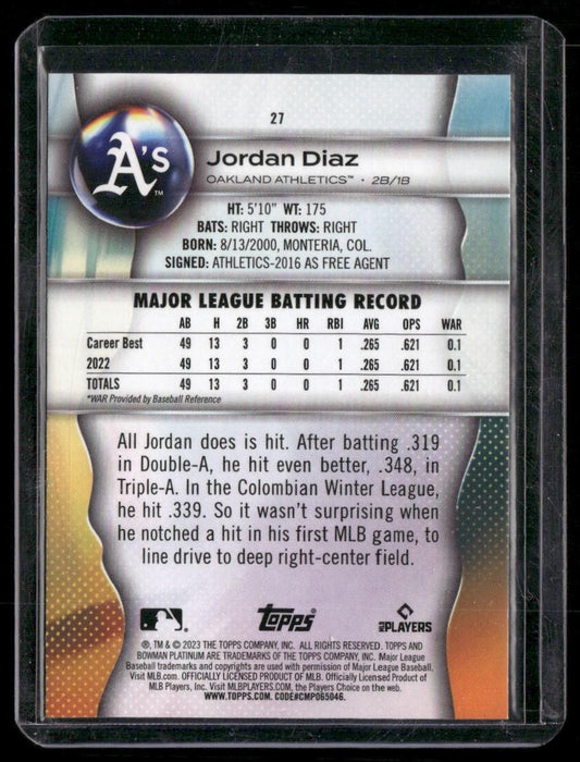 2023 Bowman Platinum #27 Jordan Diaz