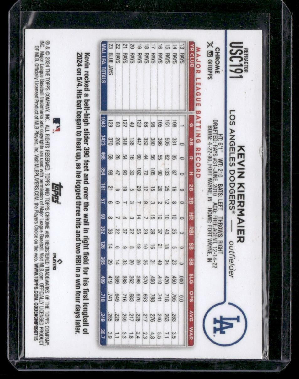 2024 Topps Chrome Update #USC191 Kevin Kiermaier Refractors