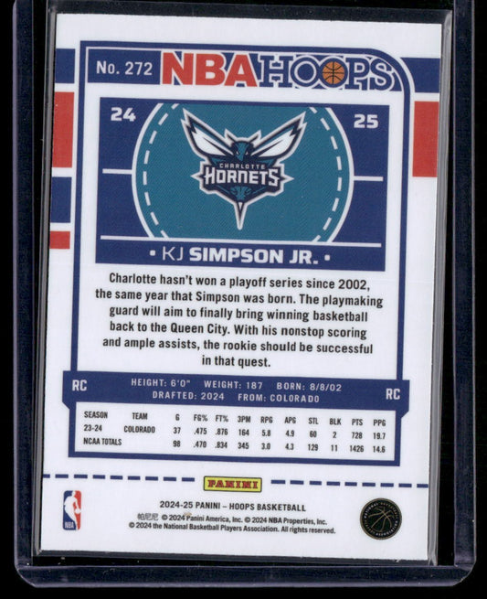 2024-25 Hoops #272 KJ Simpson Jr. Premium Prizms Silver