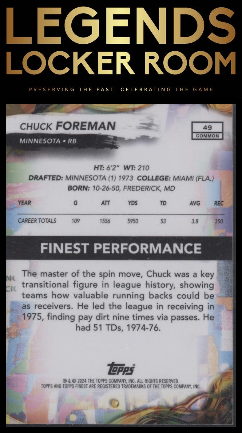 2024 Finest #49 Chuck Foreman Blue Refractor #/200