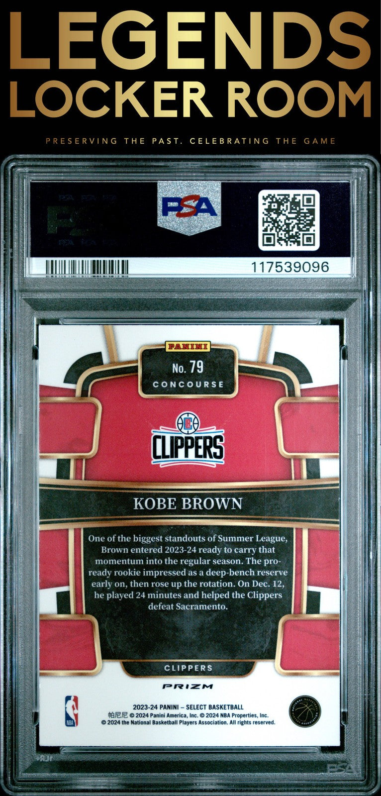 2023 Panini Select #79 Kobe Brown Tiger Prizm PSA 8