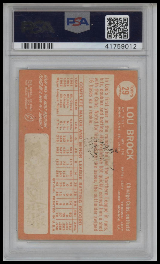 1964 Topps #29 Lou Brock PSA Authentic