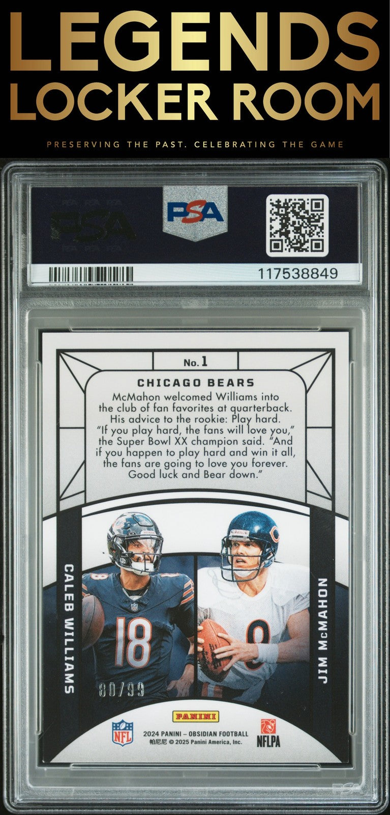 2024 Panini Obsidian Eclipsing Legends Williams/Mcmahon Silver PSA 9