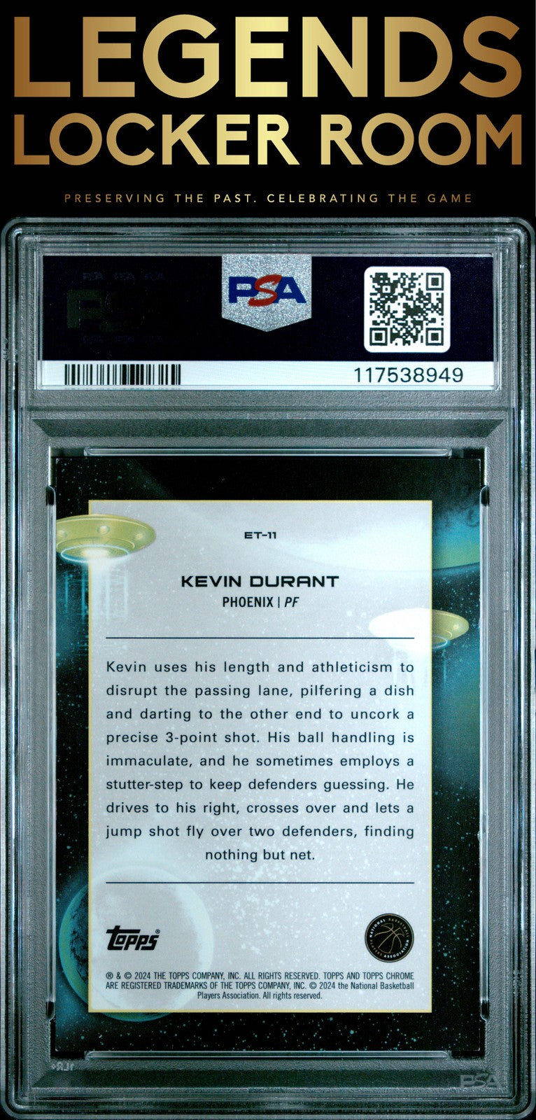 2023 Topps Cosmic Chrome Extraterrestrial Talent Kevin Durant Gold PSA 8