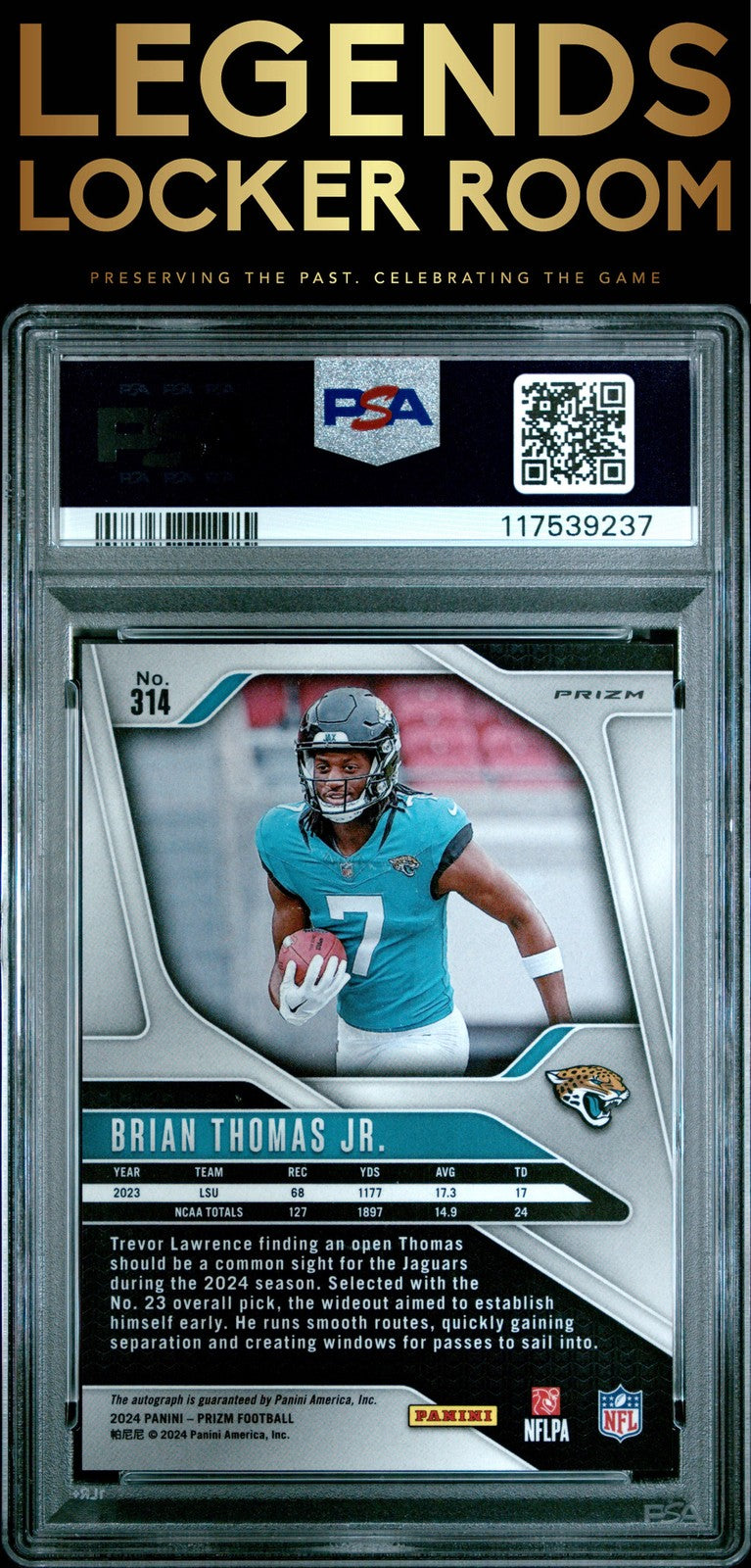 2024 Panini Prizm #314 Brian Thomas Jr. Autograph PSA 8