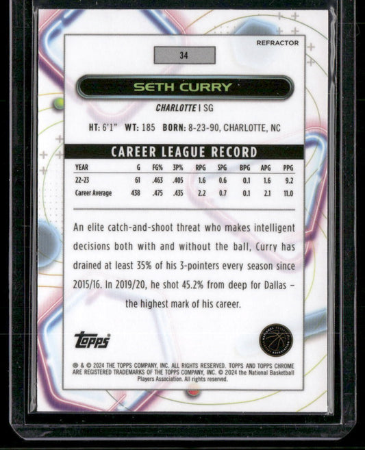 2023-24 Topps Chrome Cosmic #34 Seth Curry Refractors