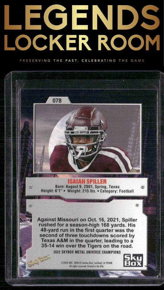 2022 SkyBox Metal Universe Champions #078 Isaiah Spiller Aqua