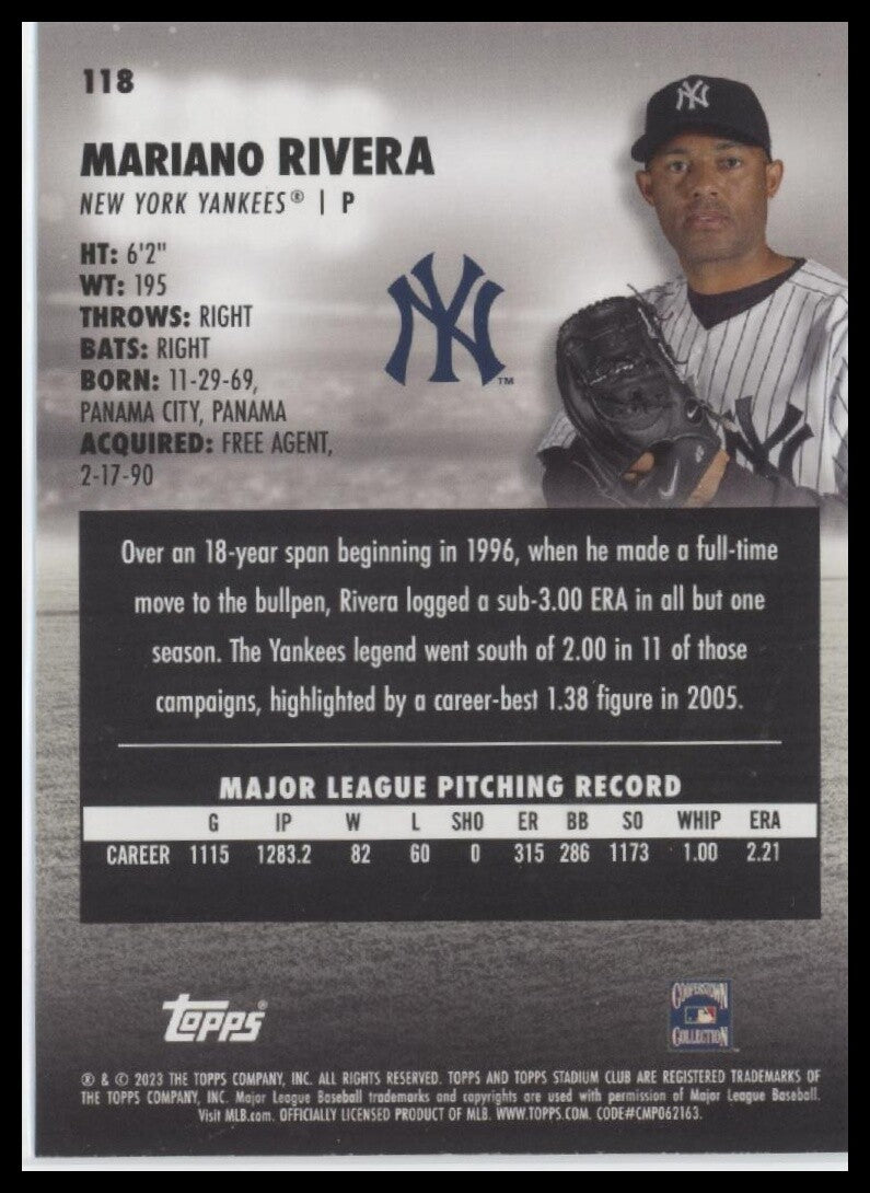 2023 Stadium Club #118 Mariano Rivera