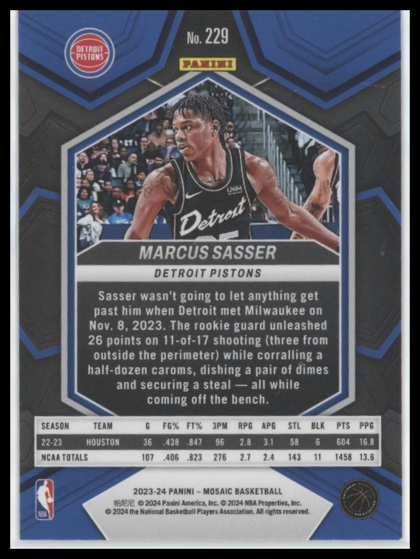2023-24 Panini Mosaic #229 Marcus Sasser