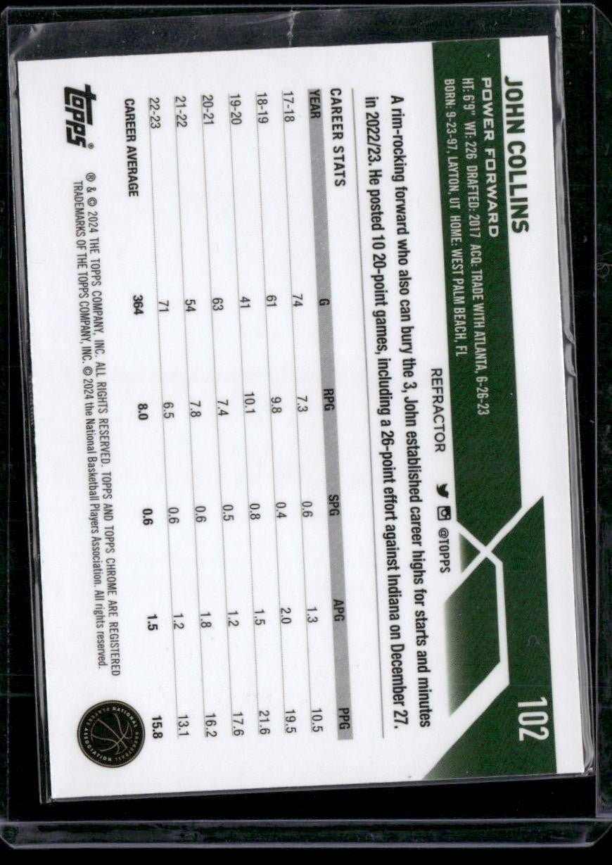 2023-24 Topps Chrome #102 John Collins Refractors