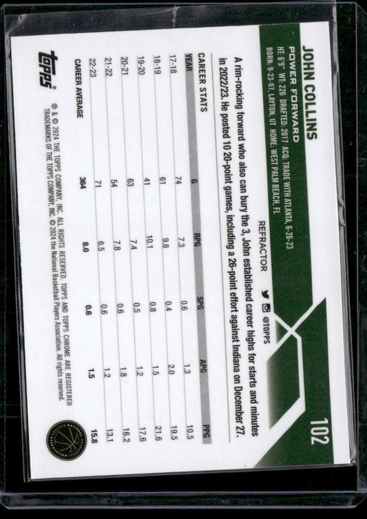 2023-24 Topps Chrome #102 John Collins Refractors